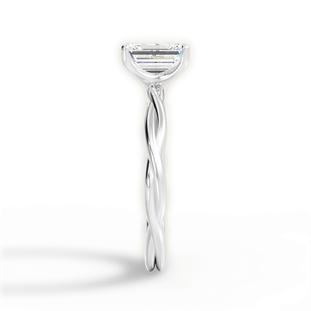 Adrienne Emerald Cut Lab Grown Diamond 14Kt White Gold Engagement Ring - View 2