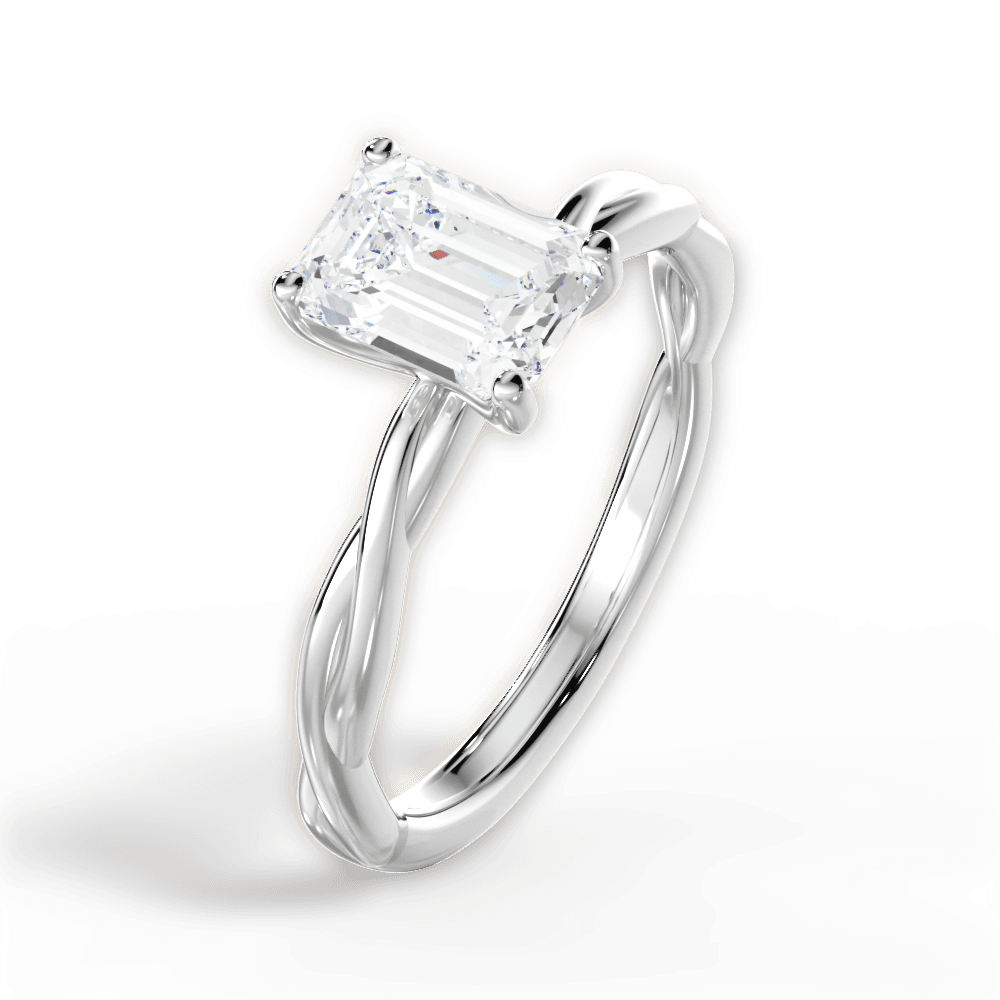 Adrienne Emerald Cut Lab Grown Diamond 18Kt White Gold Engagement Ring - View 4