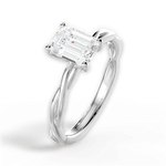 Adrienne Emerald Cut Lab Grown Diamond 18Kt White Gold Engagement Ring - View 4