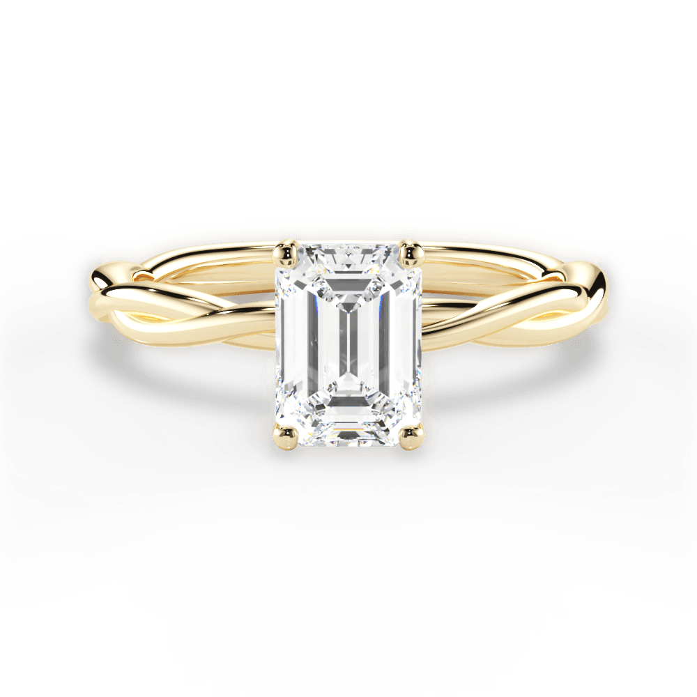 Adrienne Emerald Cut Lab Grown Diamond 18Kt Yellow Gold Engagement Ring