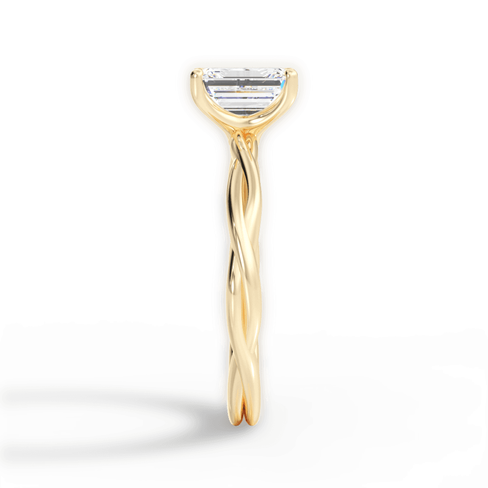 Adrienne Emerald Cut Lab Grown Diamond 18Kt Yellow Gold Engagement Ring - View 4