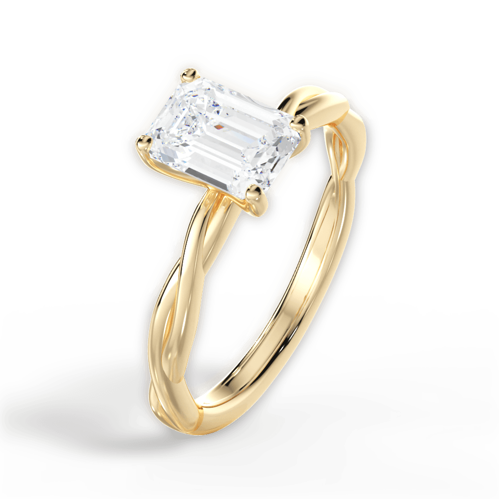 Adrienne Emerald Cut Lab Grown Diamond 18Kt Yellow Gold Engagement Ring - View 2