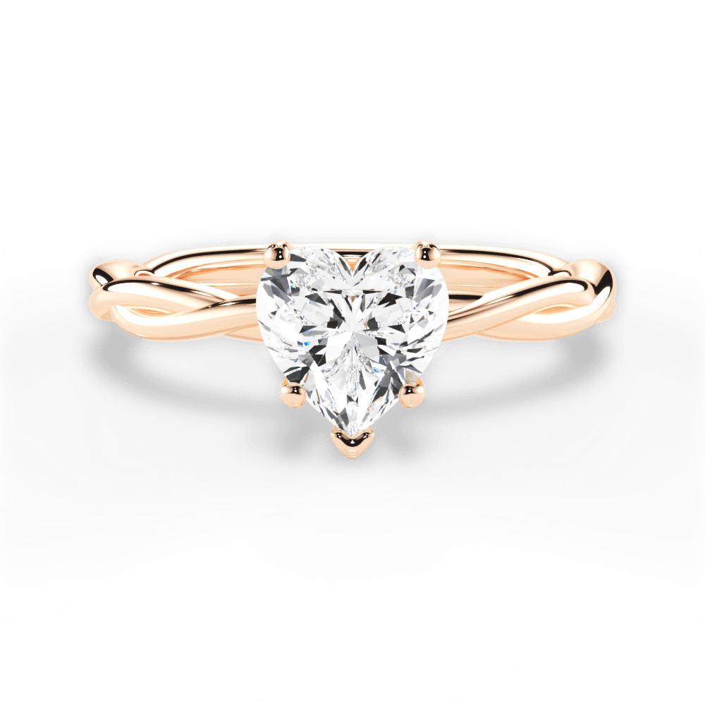 Adrienne Heart Cut Lab Grown Diamond 18Kt Rose Gold Engagement Ring