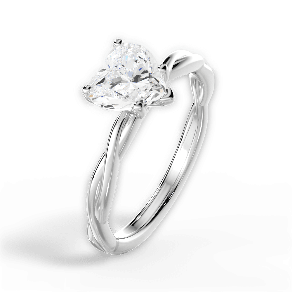 Adrienne Heart Cut Lab Grown Diamond 14Kt White Gold Engagement Ring - View 3