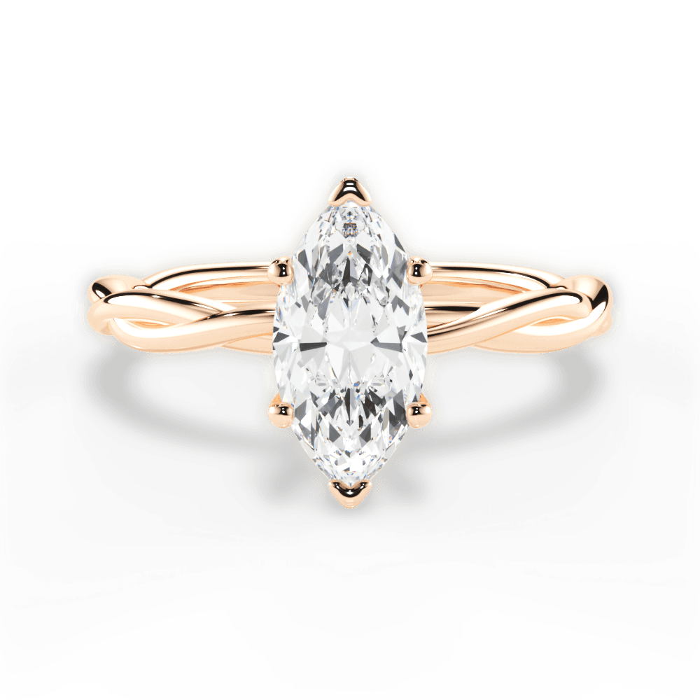 Adrienne Marquise Cut Lab Grown Diamond 18Kt Rose Gold Engagement Ring