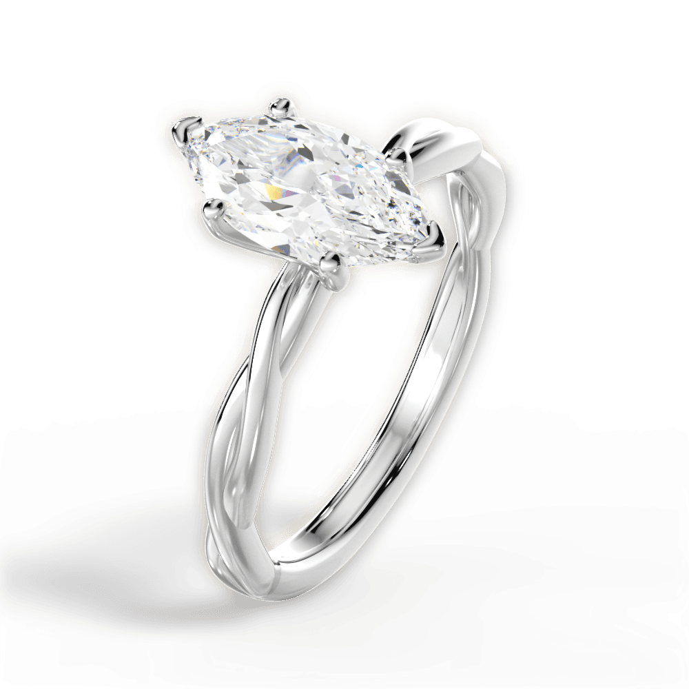 Adrienne Marquise Cut Lab Grown Diamond 14Kt White Gold Engagement Ring - View 4