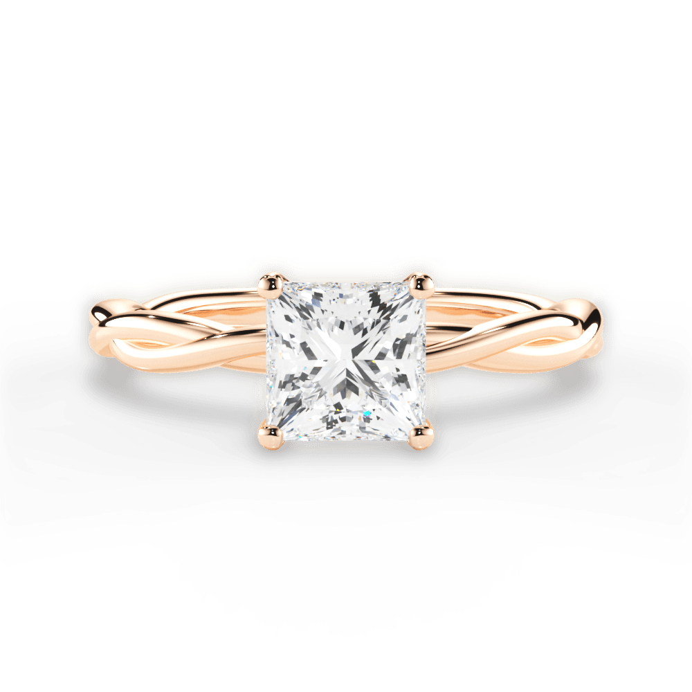 Adrienne Princess Cut Lab Grown Diamond 18Kt Rose Gold Engagement Ring
