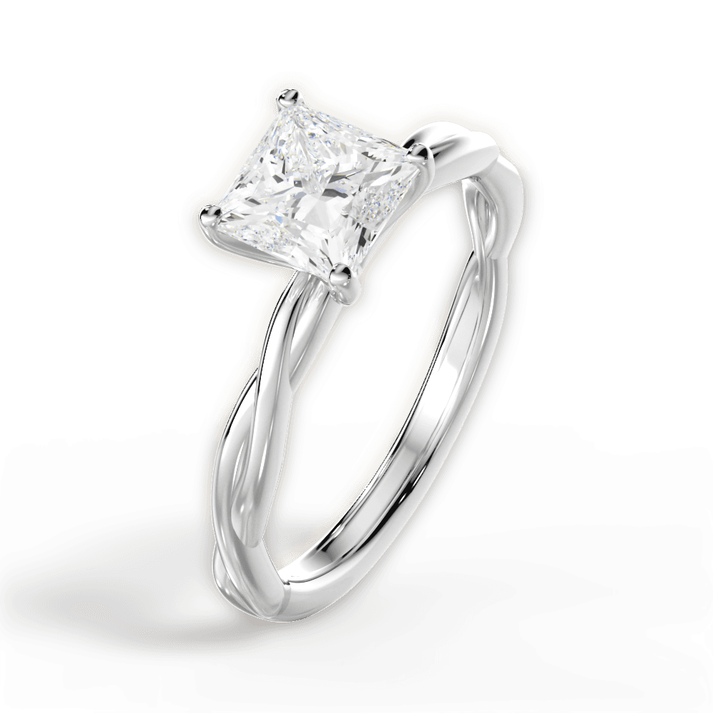 Adrienne Princess Cut Lab Grown Diamond 14Kt White Gold Engagement Ring - View 4