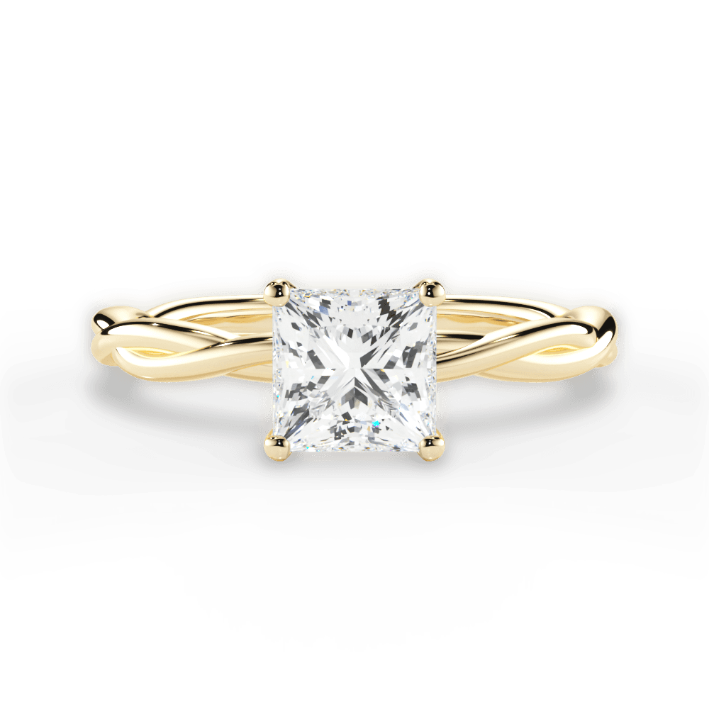 Adrienne Princess Cut Lab Grown Diamond 18Kt Yellow Gold Engagement Ring