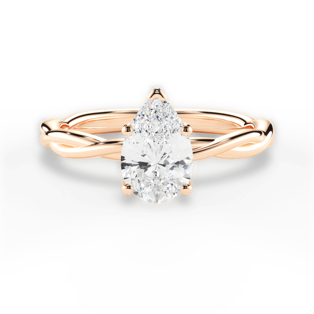 Adrienne Pear Cut Lab Grown Diamond 18Kt Rose Gold Engagement Ring