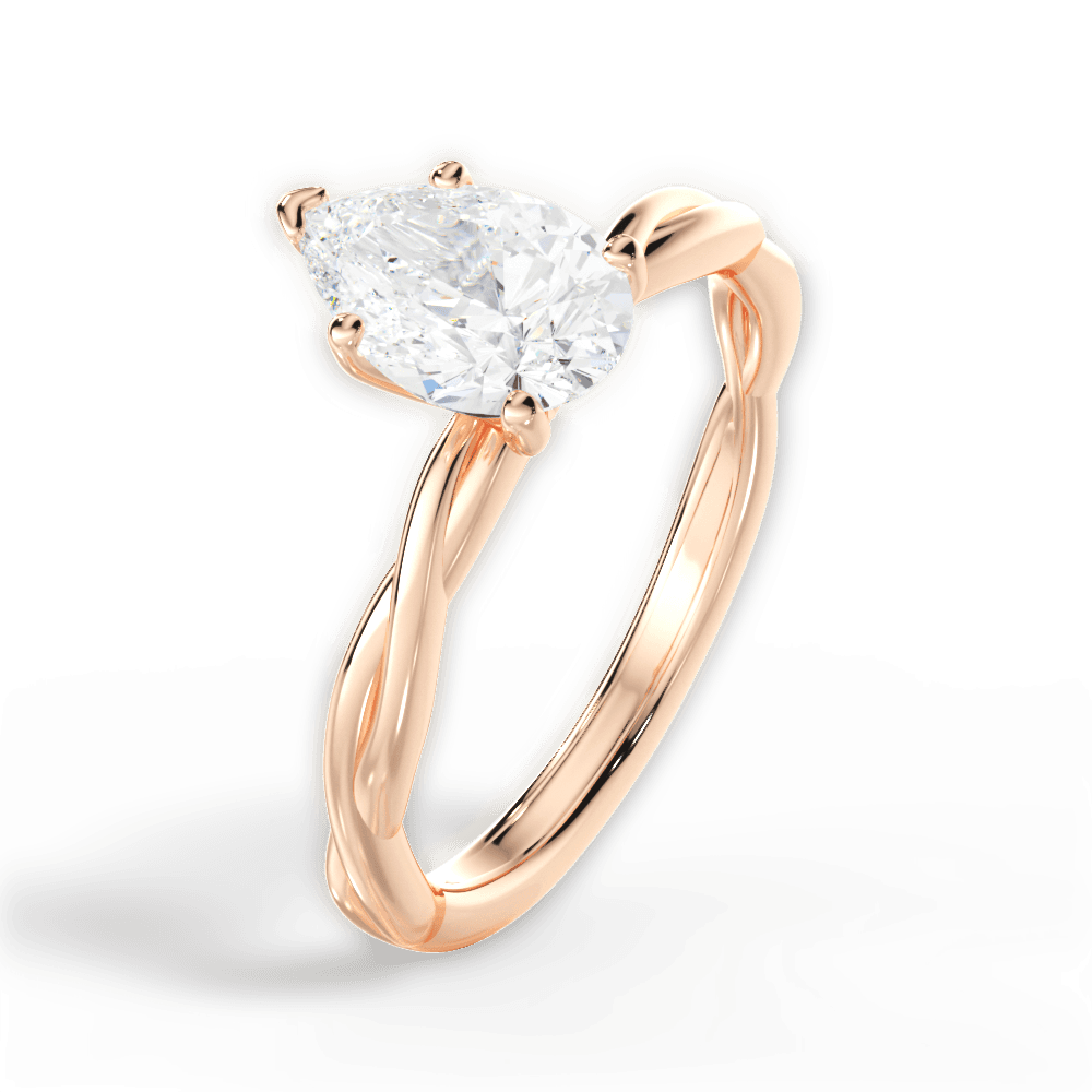 Adrienne Pear Cut Lab Grown Diamond 18Kt Rose Gold Engagement Ring - View 2