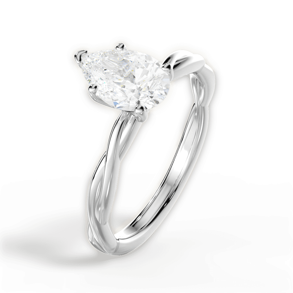 Adrienne Pear Cut Lab Grown Diamond 18Kt White Gold Engagement Ring - View 2