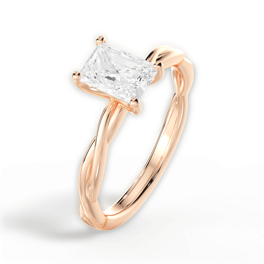 Adrienne Radiant Cut Lab Grown Diamond 18Kt Rose Gold Engagement Ring - View 2