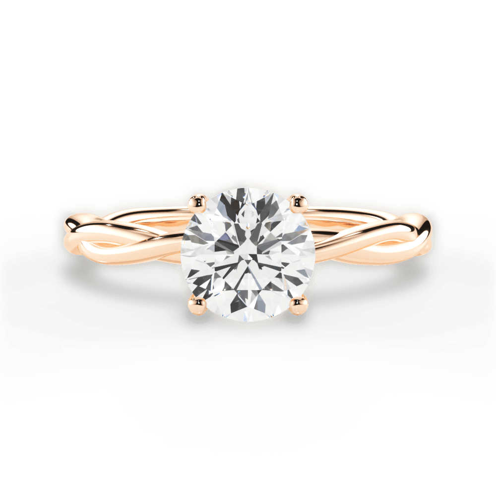 Adrienne Round Cut Lab Grown Diamond 18Kt Rose Gold Engagement Ring