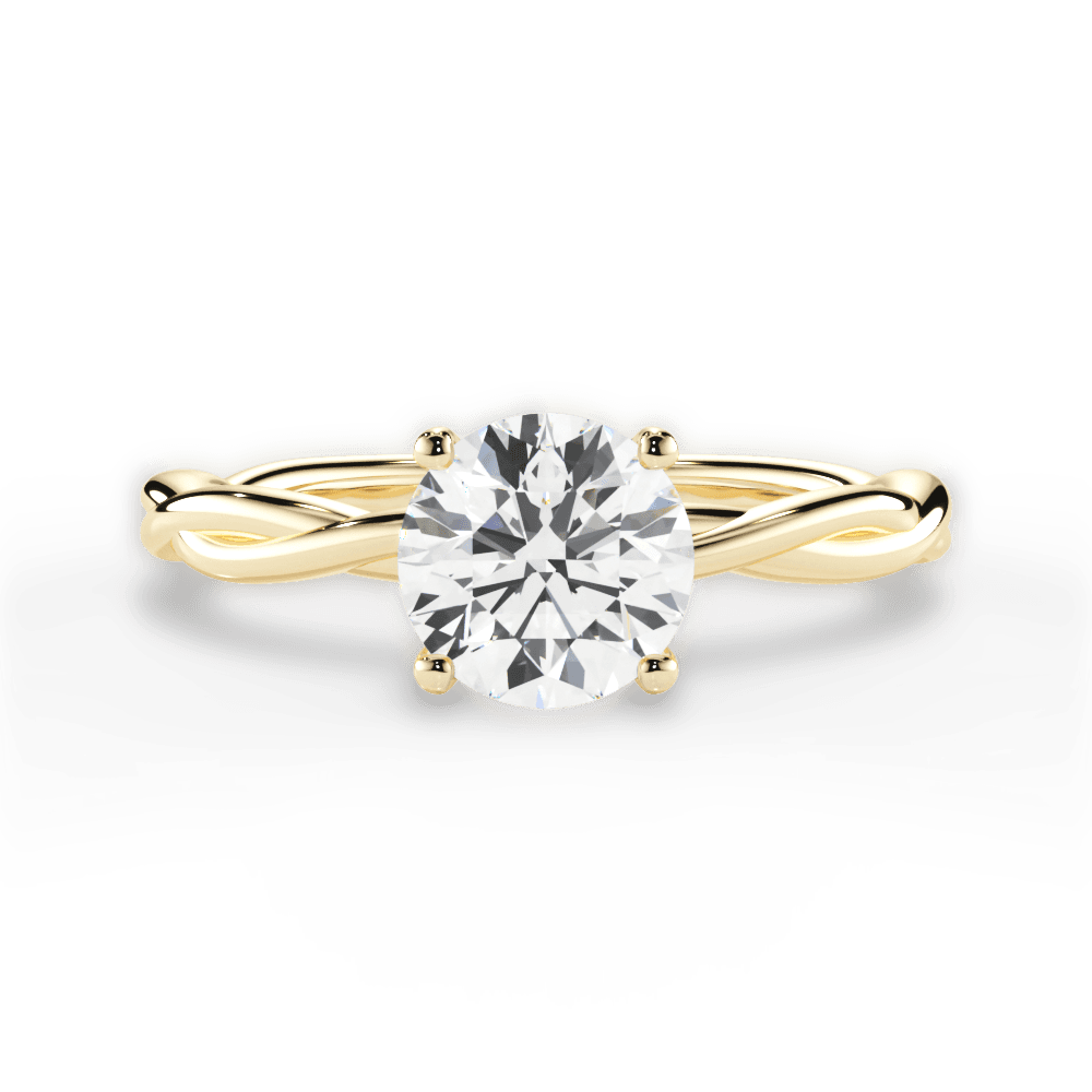 Adrienne Round Cut Lab Grown Diamond 18Kt Yellow Gold Engagement Ring