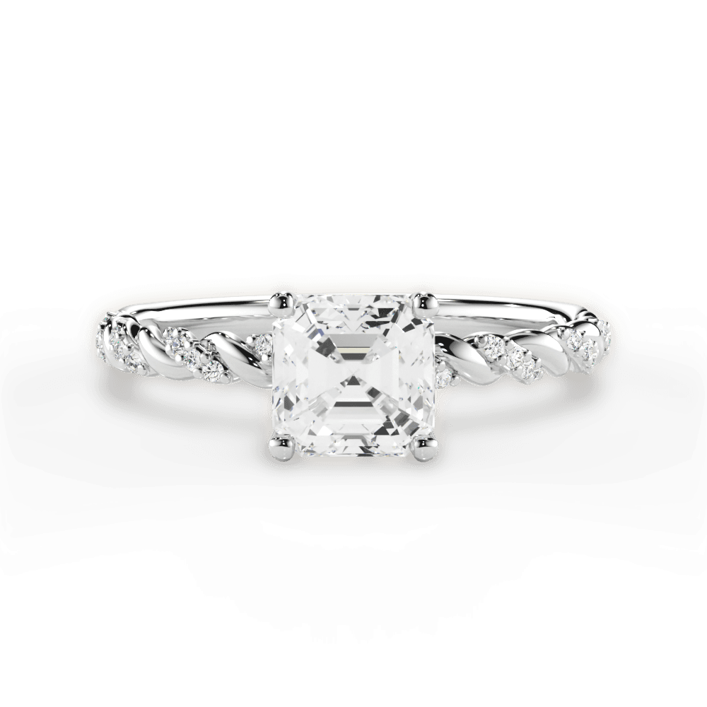 Cindy Asscher Cut Lab Grown Diamond 14Kt White Gold Engagement Ring