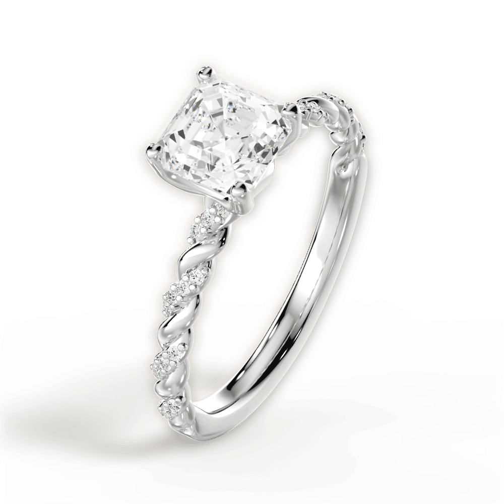 Cindy Asscher Cut Lab Grown Diamond 18Kt White Gold Engagement Ring - View 3