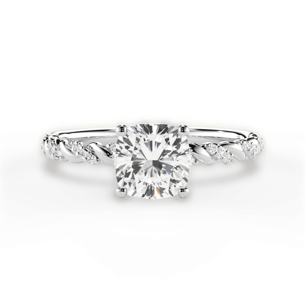 Cindy Cushion Cut Lab Grown Diamond 14Kt White Gold Engagement Ring