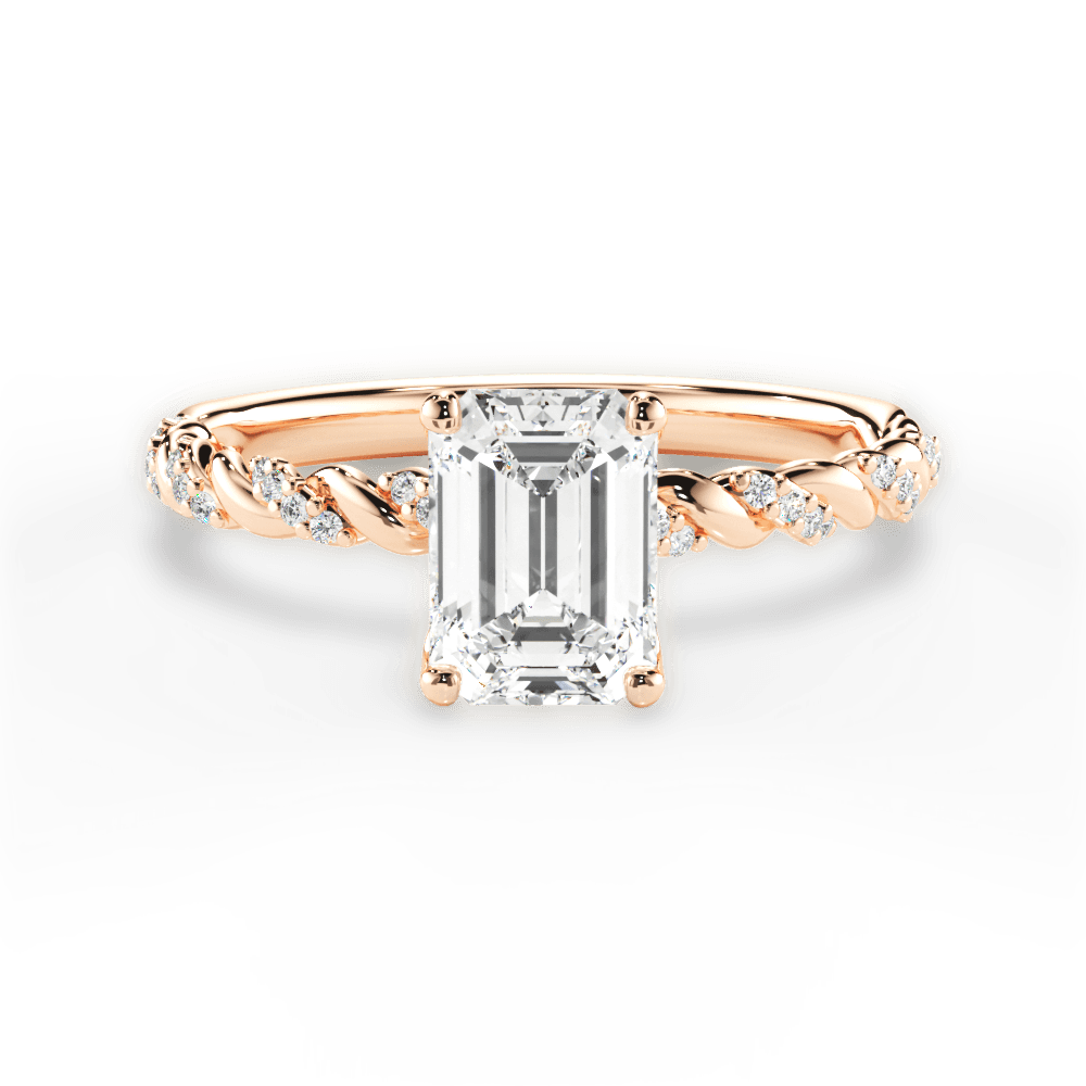 Cindy Emerald Cut Lab Grown Diamond 18Kt Rose Gold Engagement Ring