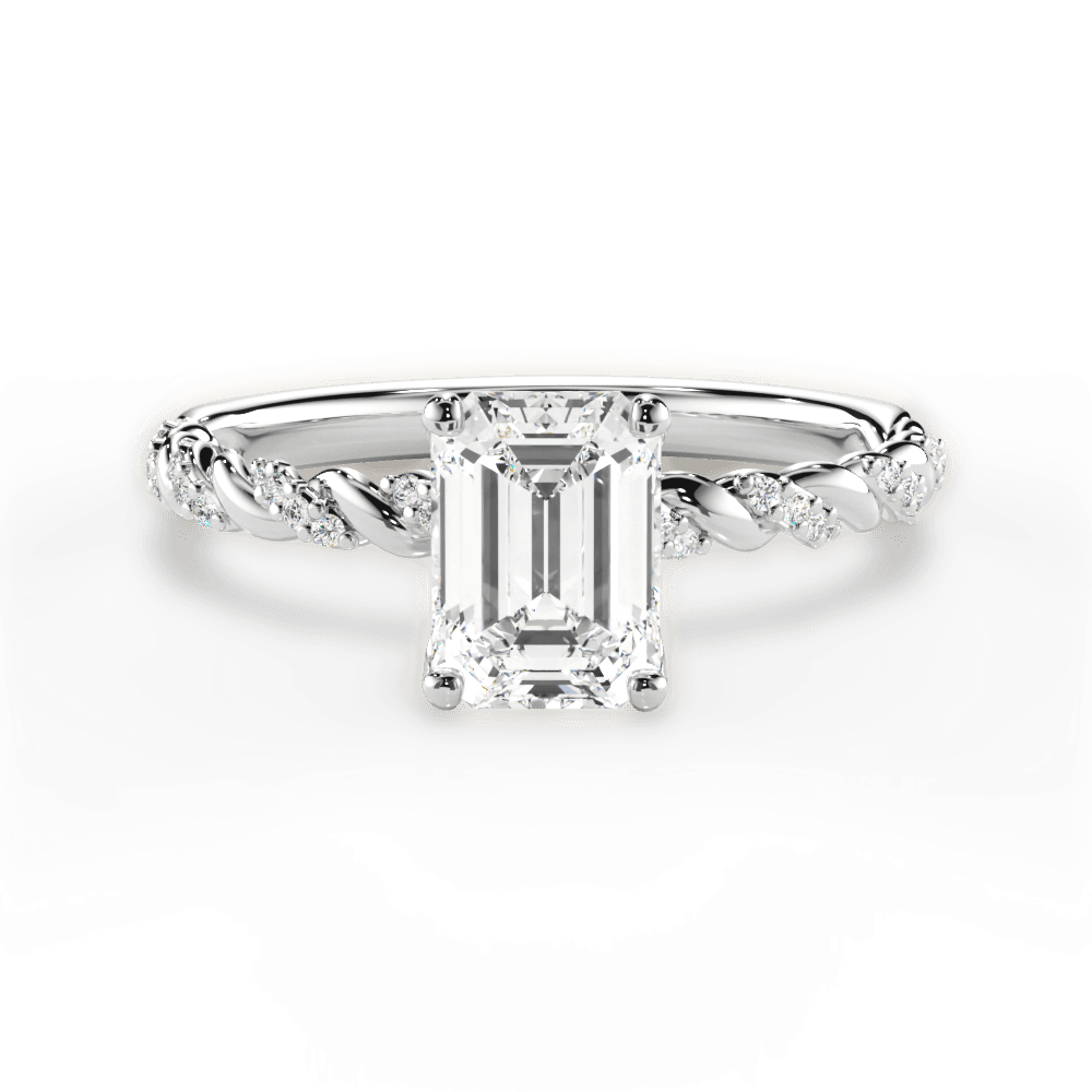 Cindy Emerald Cut Lab Grown Diamond 18Kt White Gold Engagement Ring