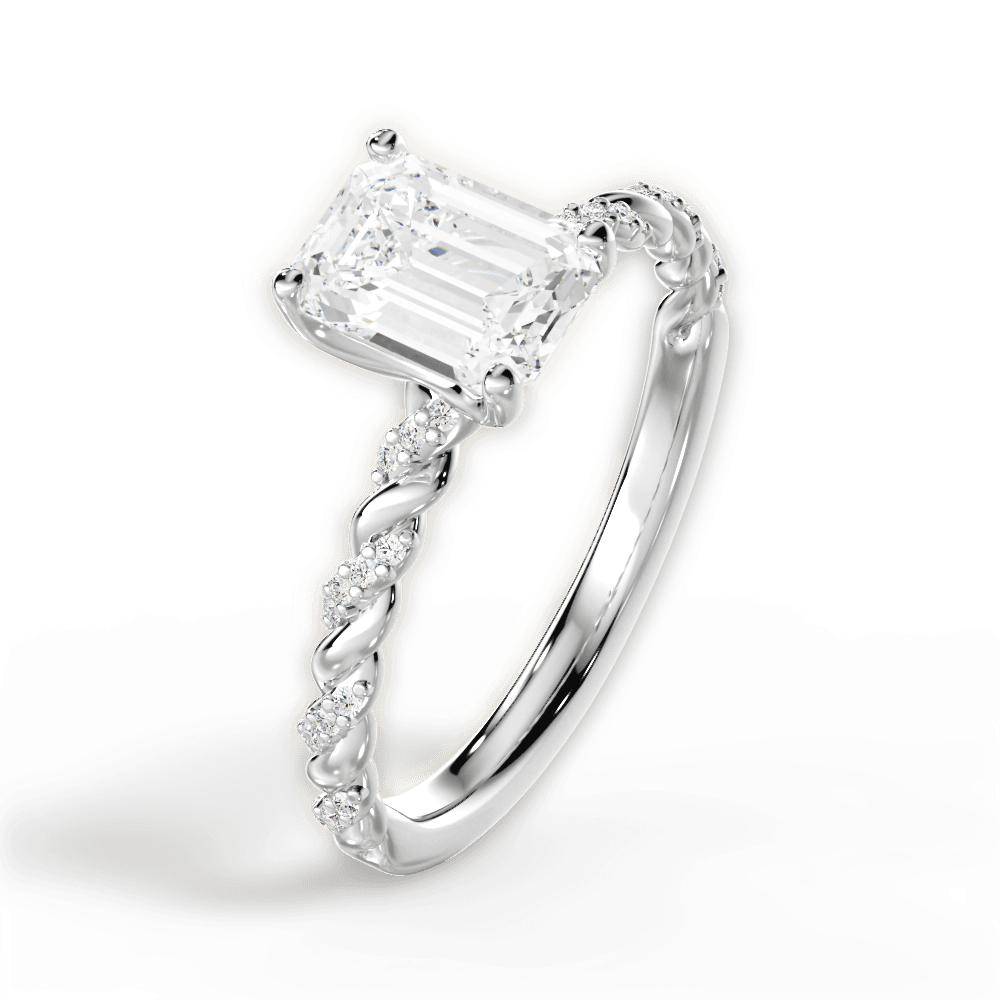 Cindy Emerald Cut Lab Grown Diamond 14Kt White Gold Engagement Ring - View 4