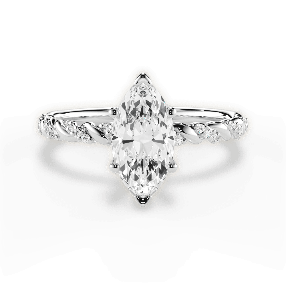 Cindy Marquise Cut Lab Grown Diamond 14Kt White Gold Engagement Ring