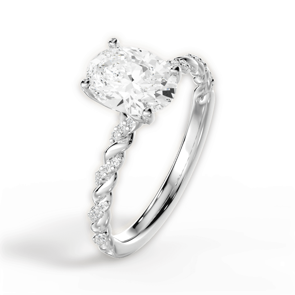 Cindy Oval Cut Lab Grown Diamond Platinum Engagement Ring - View 4