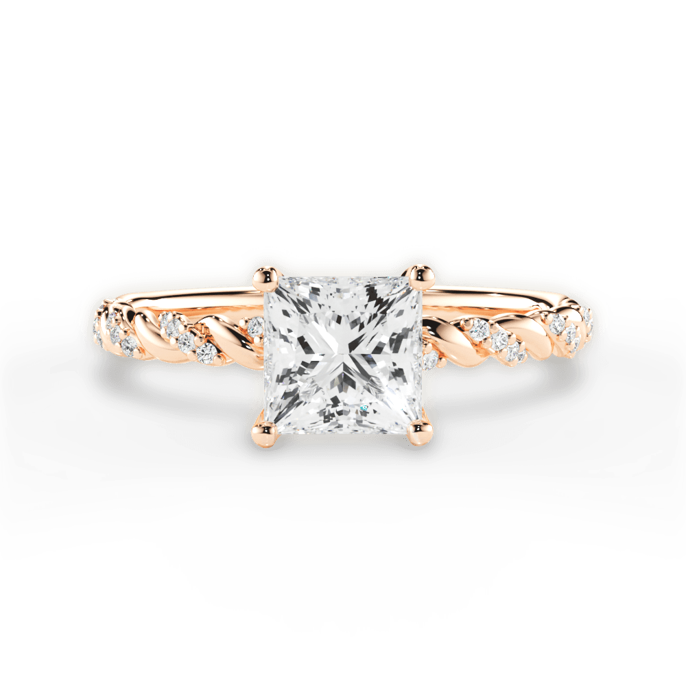 Cindy Princess Cut Lab Grown Diamond 18Kt Rose Gold Engagement Ring