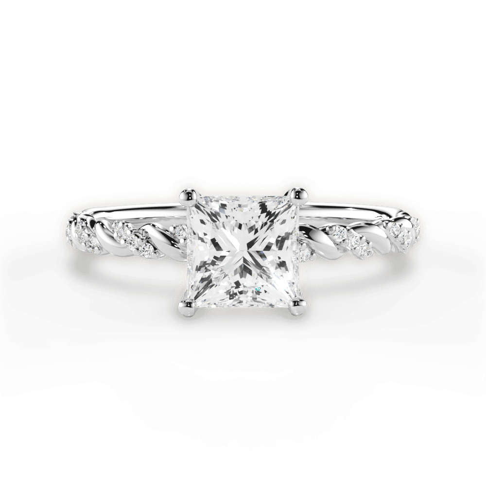 Cindy Princess Cut Lab Grown Diamond 14Kt White Gold Engagement Ring