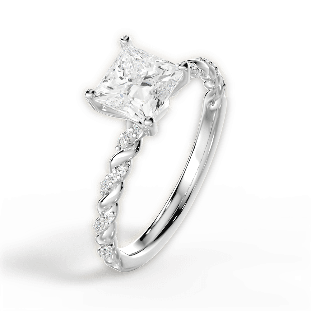 Cindy Princess Cut Lab Grown Diamond Platinum Engagement Ring - View 4
