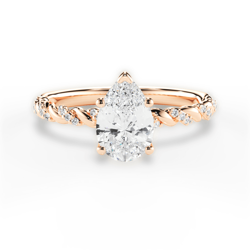 Cindy Pear Cut Lab Grown Diamond 18Kt Rose Gold Engagement Ring