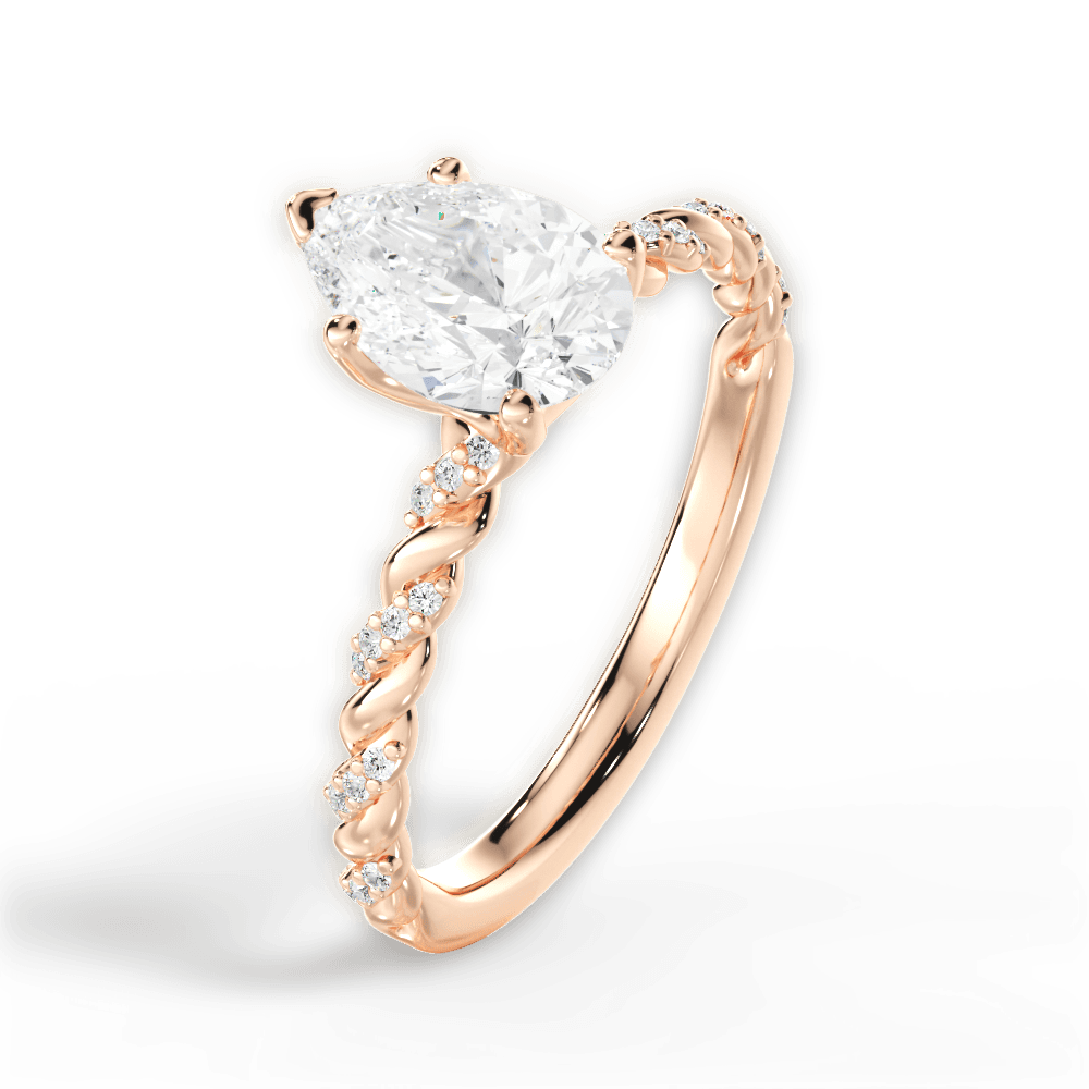 Cindy Pear Cut Lab Grown Diamond 18Kt Rose Gold Engagement Ring - View 3