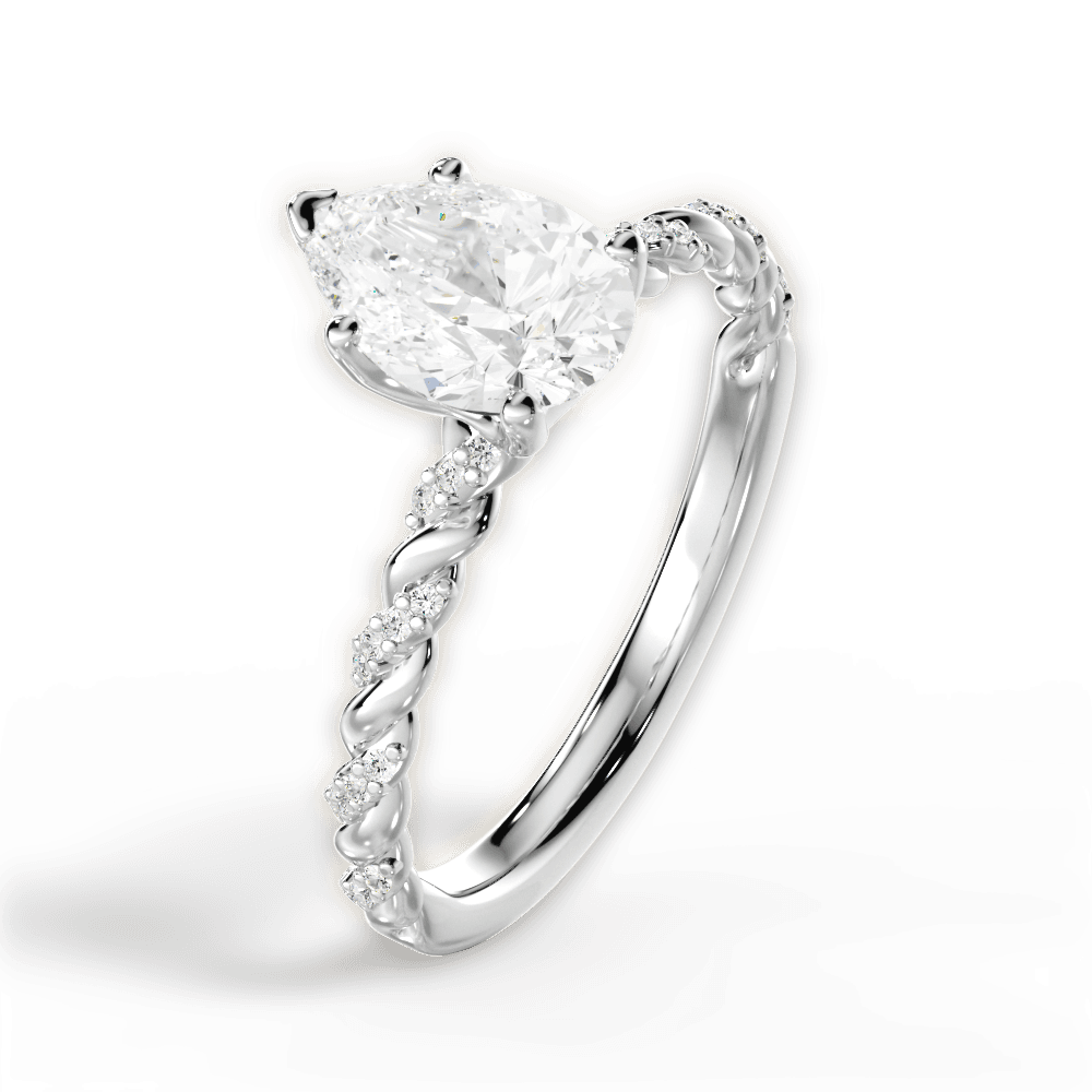 Cindy Pear Cut Lab Grown Diamond 18Kt White Gold Engagement Ring - View 2