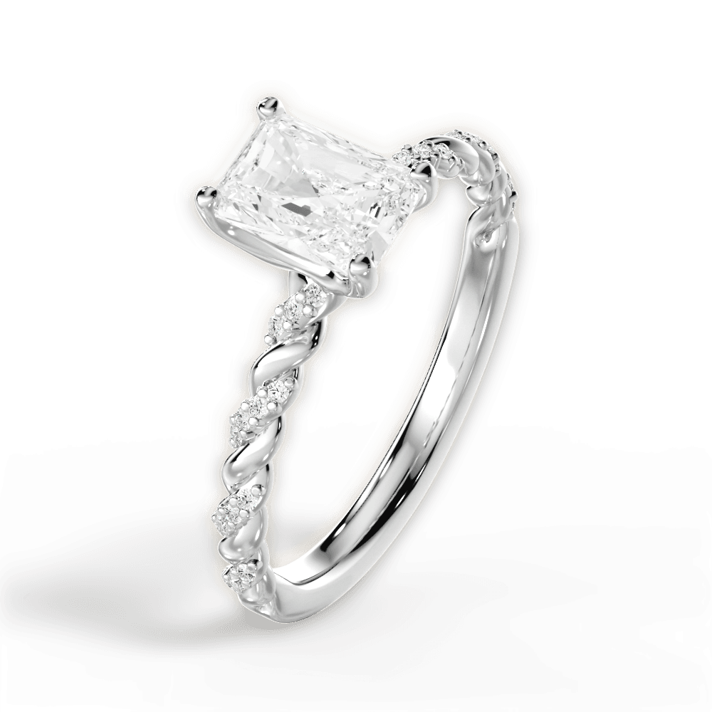 Cindy Radiant Cut Lab Grown Diamond 18Kt White Gold Engagement Ring - View 3