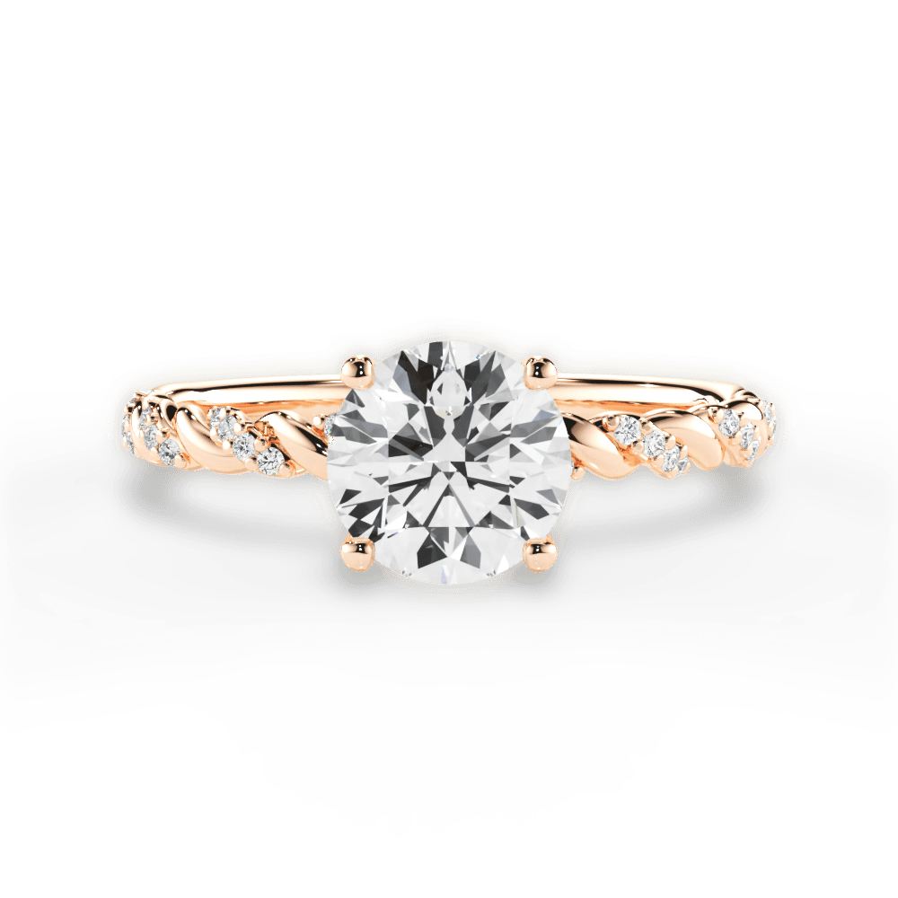 Cindy Round Cut Lab Grown Diamond 18Kt Rose Gold Engagement Ring