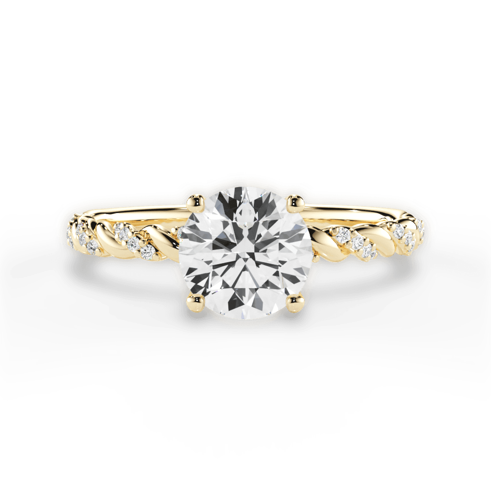 Cindy Round Cut Lab Grown Diamond 18Kt Yellow Gold Engagement Ring