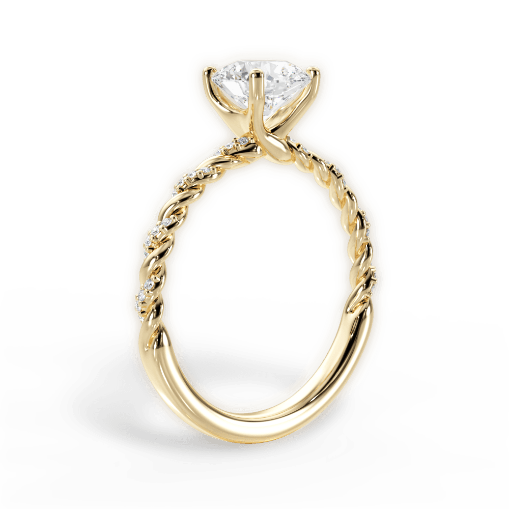 Cindy Round Cut Lab Grown Diamond 18Kt Yellow Gold Engagement Ring - View 3