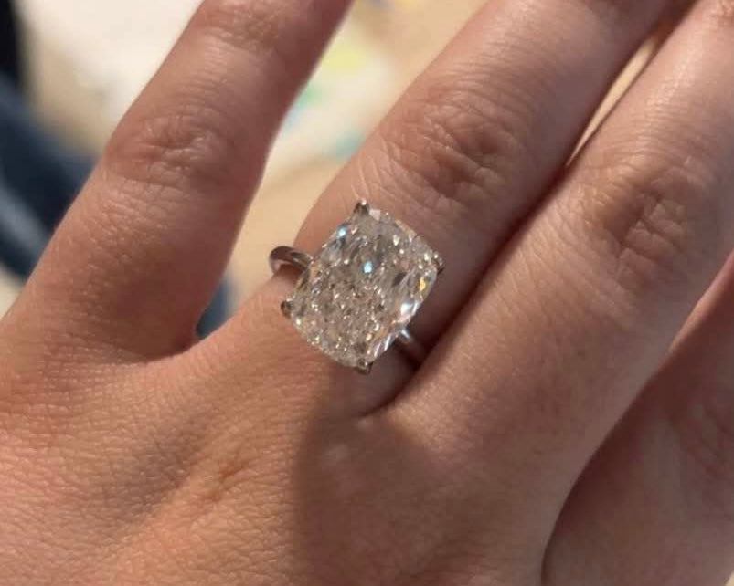 10.00ct Cushion Cut Lab Grown Diamond, Featured in Platinum