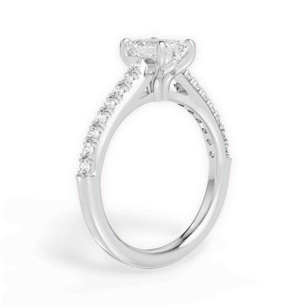 Elizabeth Emerald Cut Lab Grown Diamond 14Kt White Gold Engagement Ring - View 3