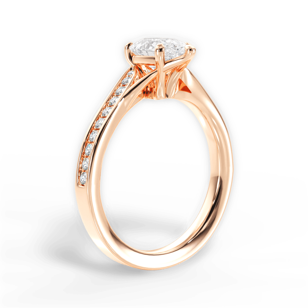 Elise Pear Cut Lab Grown Diamond 18Kt Rose Gold Engagement Ring - View 4