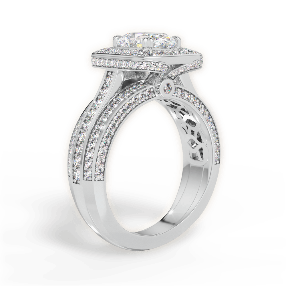 Madison Oval Cut Lab Grown Diamond 18Kt White Gold Engagement Ring - View 3