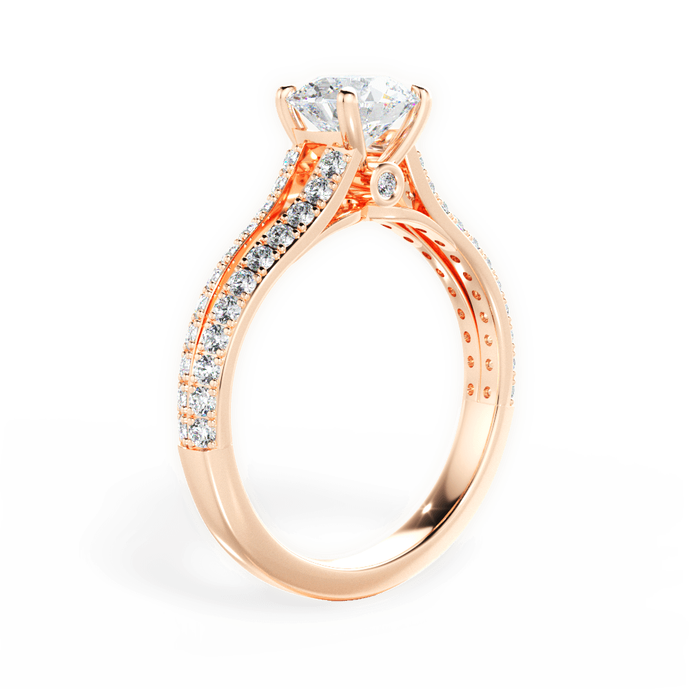 Kendra Round Cut Lab Grown Diamond 18Kt Rose Gold Engagement Ring - View 3