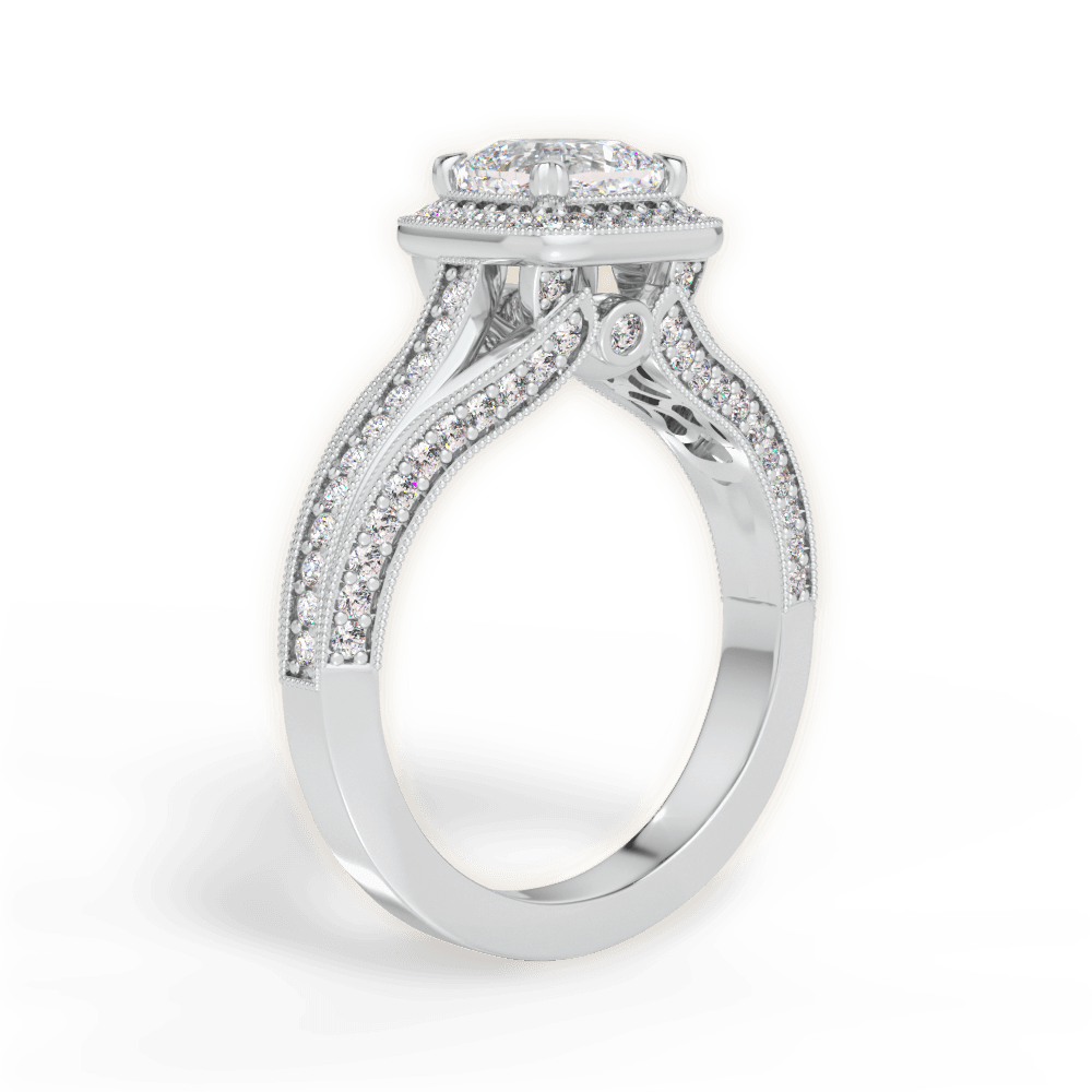 Lillian Cushion Cut Lab Grown Diamond Platinum Engagement Ring - View 4