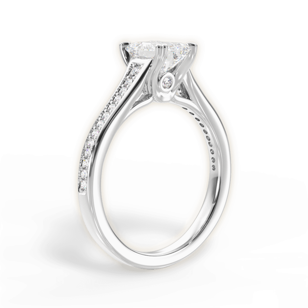 Delia Emerald Cut Lab Grown Diamond 18Kt White Gold Engagement Ring - View 2