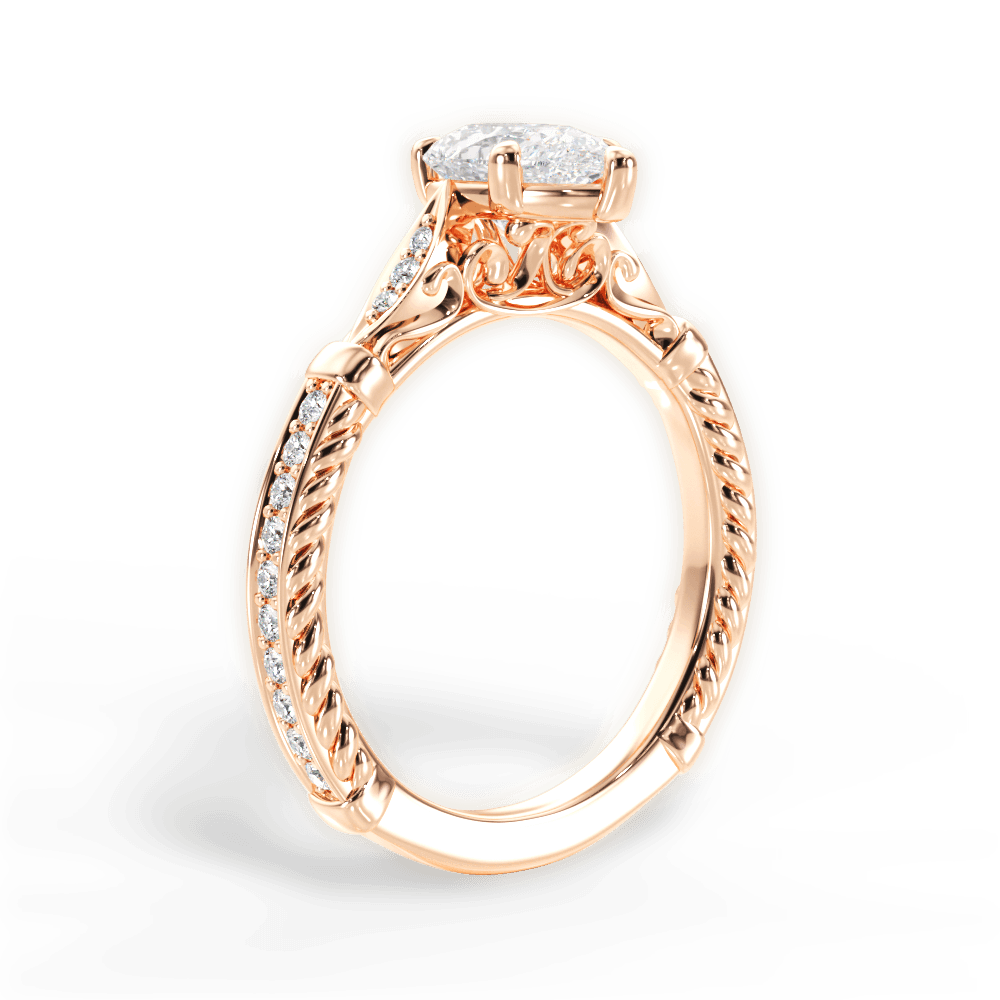 Gabriela Pear Cut Lab Grown Diamond 18Kt Rose Gold Engagement Ring - View 4