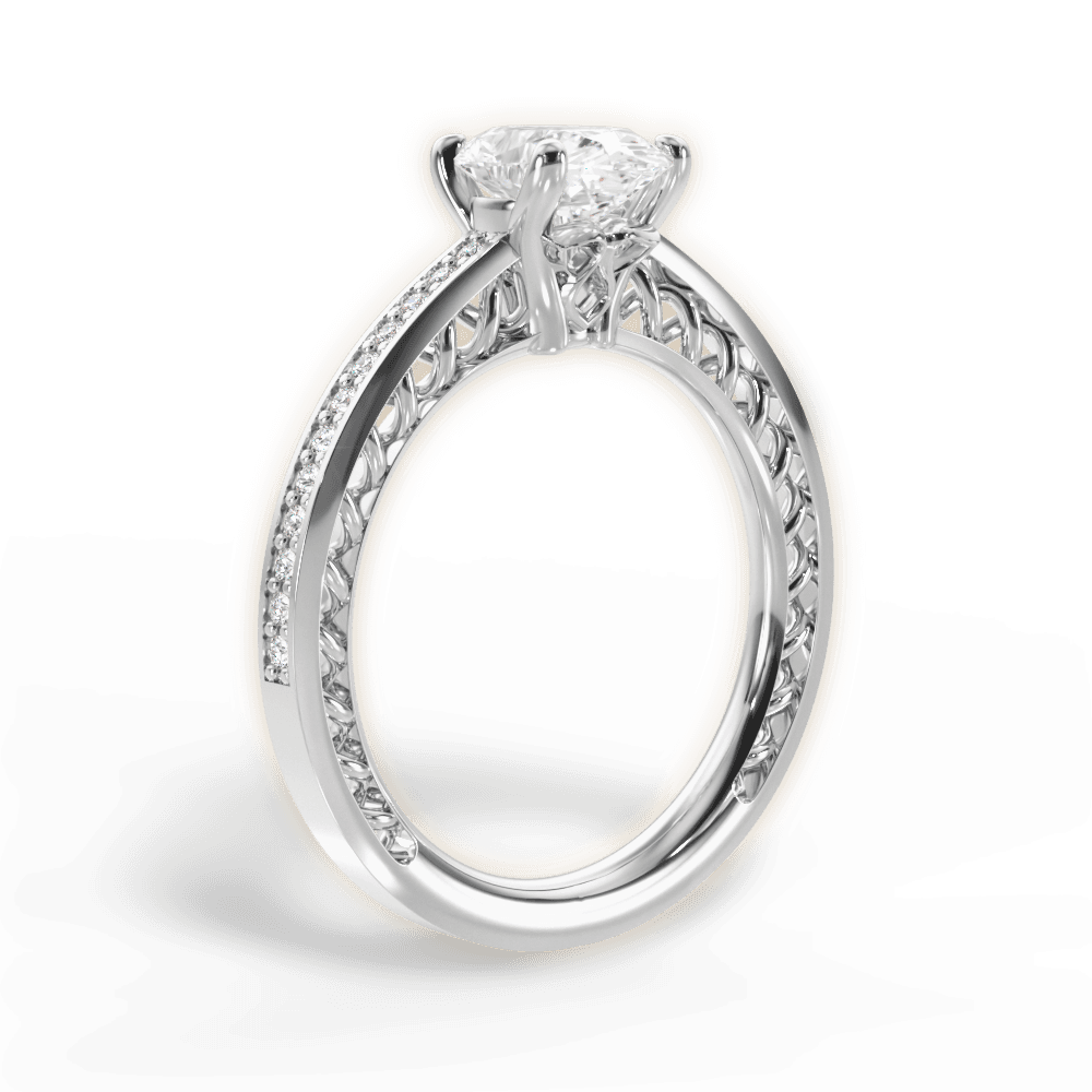 Donna Oval Cut Lab Grown Diamond 14Kt White Gold Engagement Ring - View 4