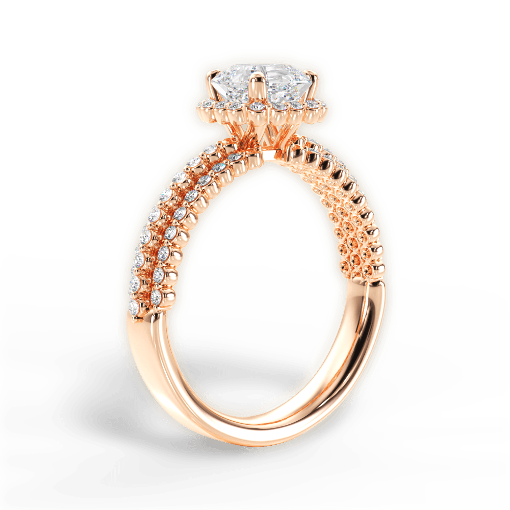 Jocelyn Asscher Cut Lab Grown Diamond 18Kt Rose Gold Engagement Ring - View 2