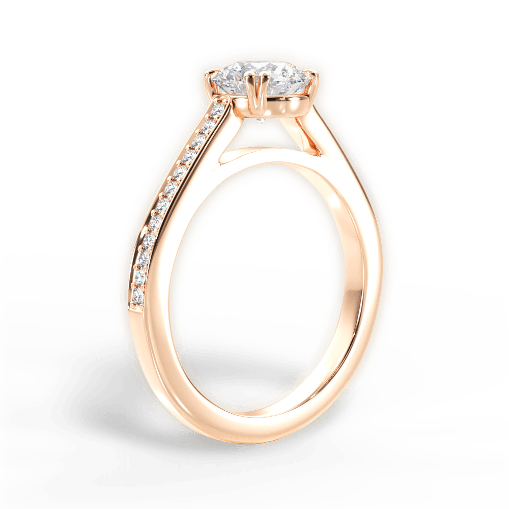 Denise Round Cut Lab Grown Diamond 18Kt Rose Gold Engagement Ring - View 3