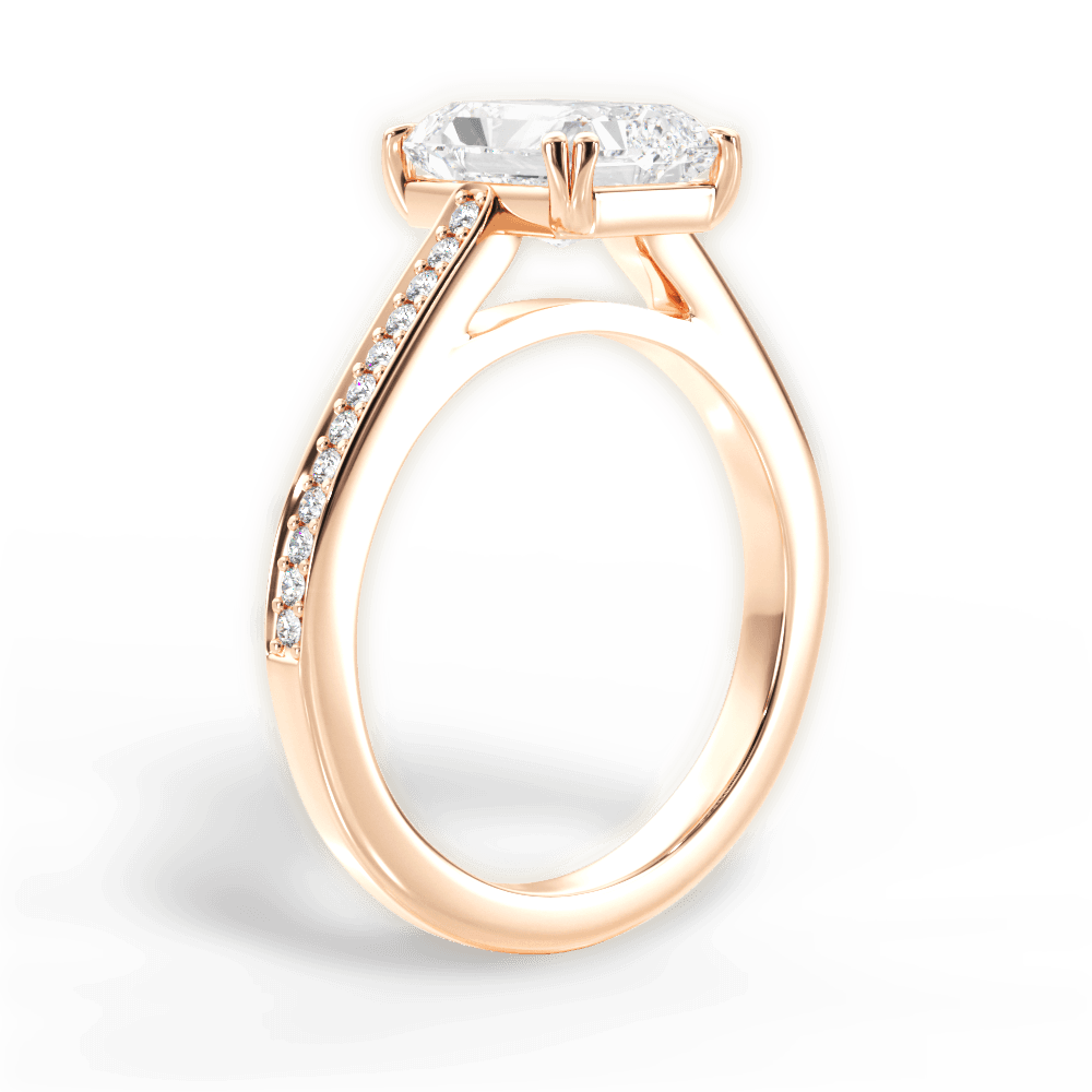 Denise Radiant Cut Lab Grown Diamond 18Kt Rose Gold Engagement Ring - View 3