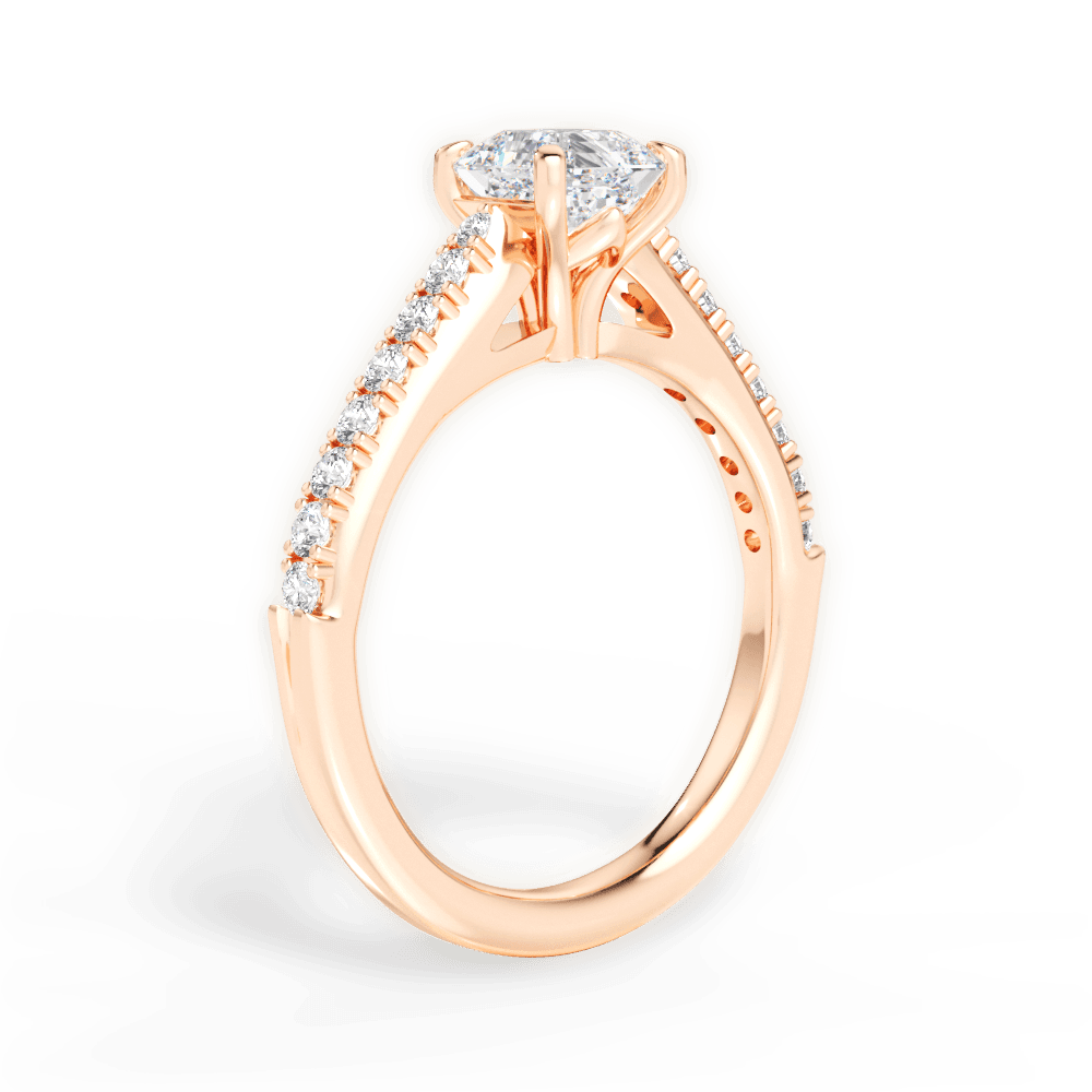 Elizabeth Asscher Cut Lab Grown Diamond 18Kt Rose Gold Engagement Ring - View 2